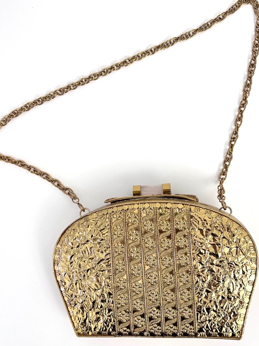 Ramla La Perle Gemstone Clutch Bag Mother of Pearl Handmade Gold White NEW - Picture 8 of 11